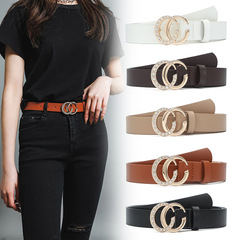 Belt for women live broadcast hot sale double C point diamond retro trendy belt for women fashion European and American ins style trouser belt for women wholesale