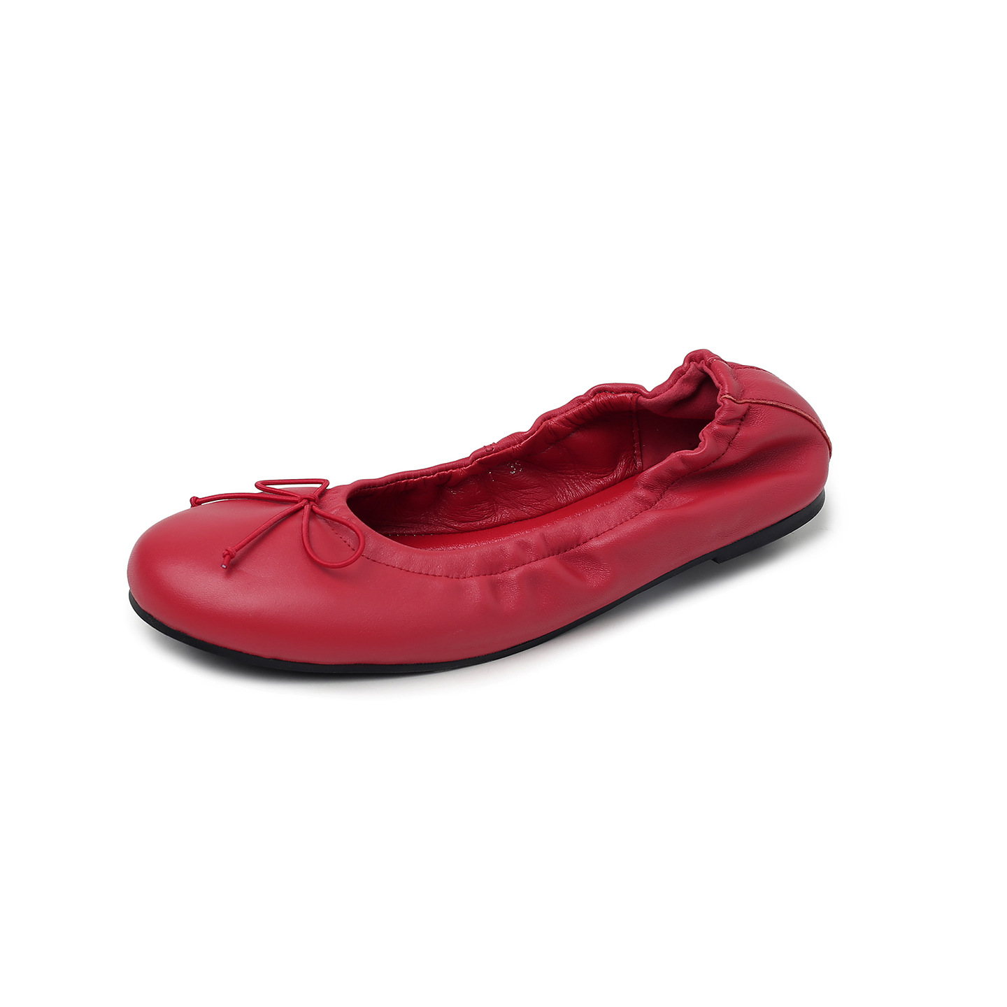 Giày ballet nữ da cừu mũi tròn nơ bướm đế bệt mềm mại — màu nâu chi tiết 31