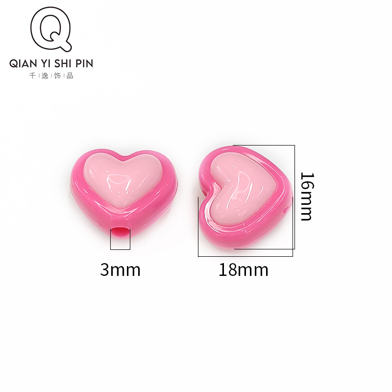 Cuentas sueltas de empalme amor de 16x18mm, color sólido, para perforación DIY, accesorios para pulseras, collares, cadenas de teléfono móvil y cabello.