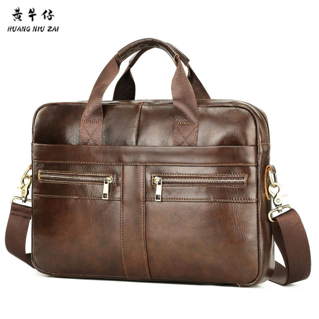 Genuine leather men's bag, briefcase, business handbag, men's shoulder bag, crossbody bag, computer bag, first layer cowhide bag, hot sale