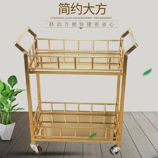 Restaurant Hotel Stainless Steel Titanium Food Delivery Cart Mobile 4S Snack Ktv Cake Tea and Beverage Service Cart