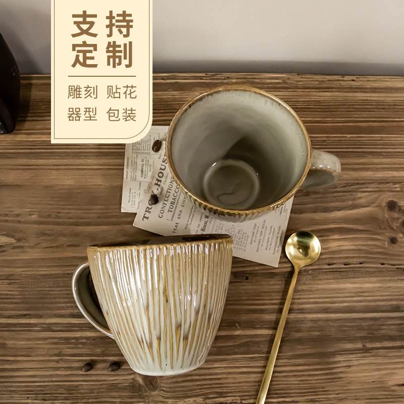 Impresión LOGO tallado taza de cerámica taza vertical taza de marca taza de agua de oficina en el hogar taza de café taza de leche