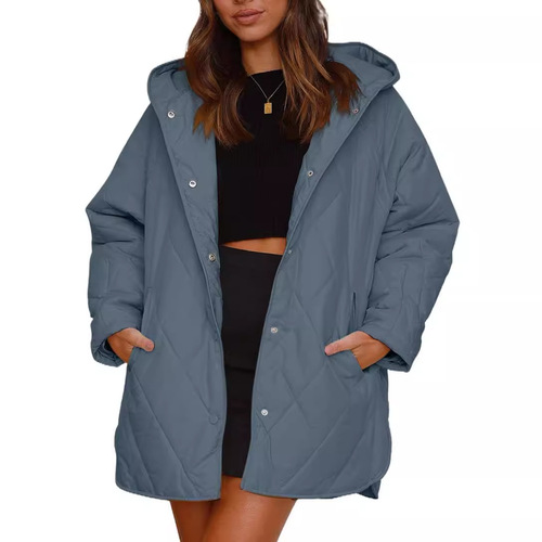 Ins European and American Style Winter Outerwear Casual Honeycomb Quilted Hooded Lightweight Jacket for Women