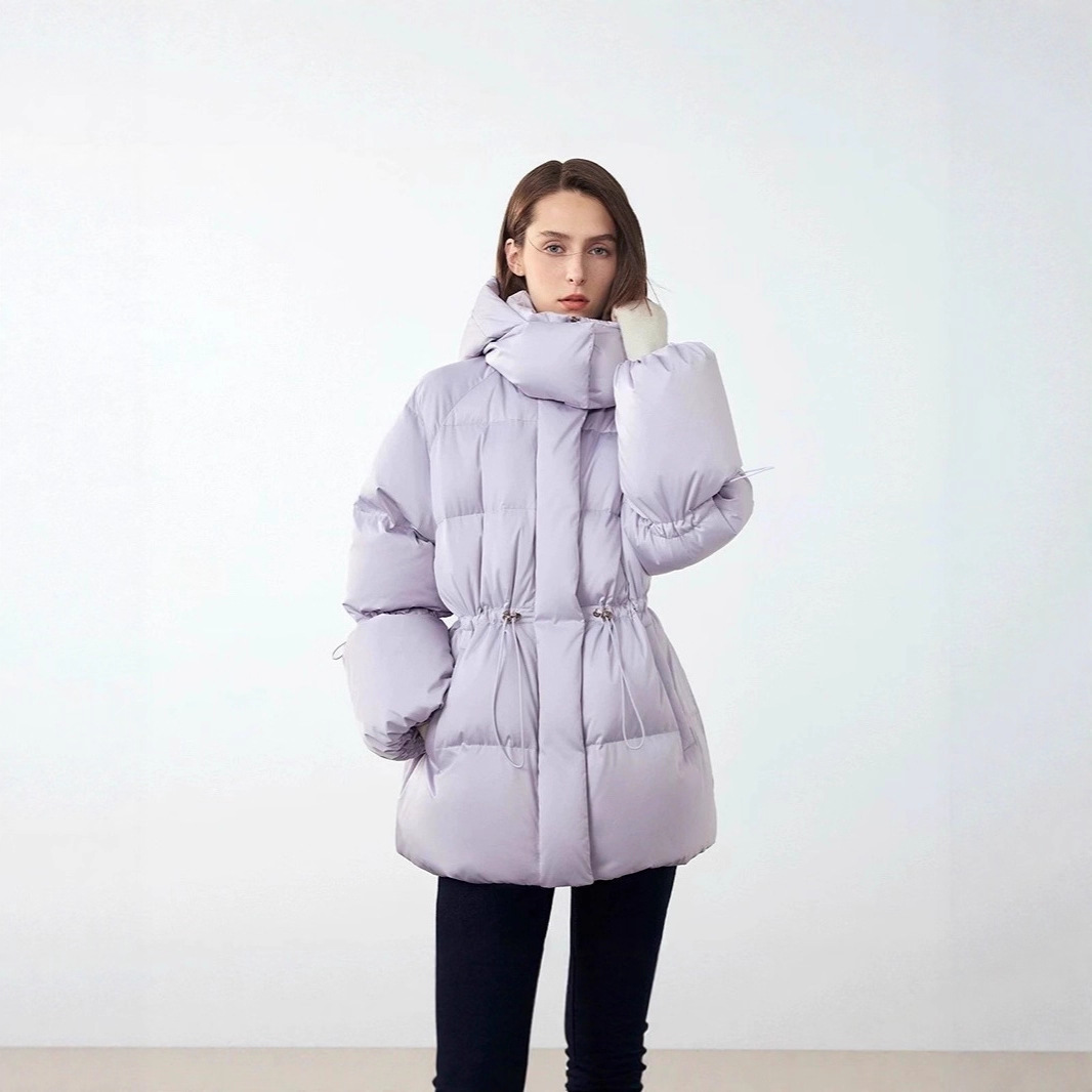 朗予姿韵霍尔多巴吉白鹅绒设计感小众连帽外套新款羽绒服