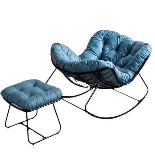 Double Swing Recliner with Footrest Balcony, Lounger with Back Support, Leisure Sofa for Lazy People, Foldable Dual Swing Chair for Napping