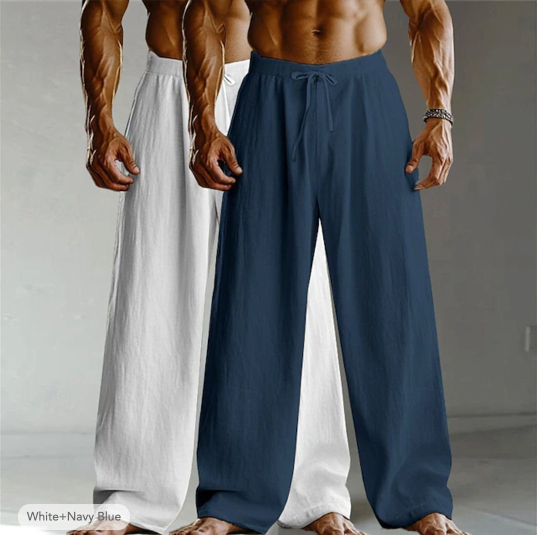Pantaloni larghi in lino e cotone uomo per l'estate_voghion.com