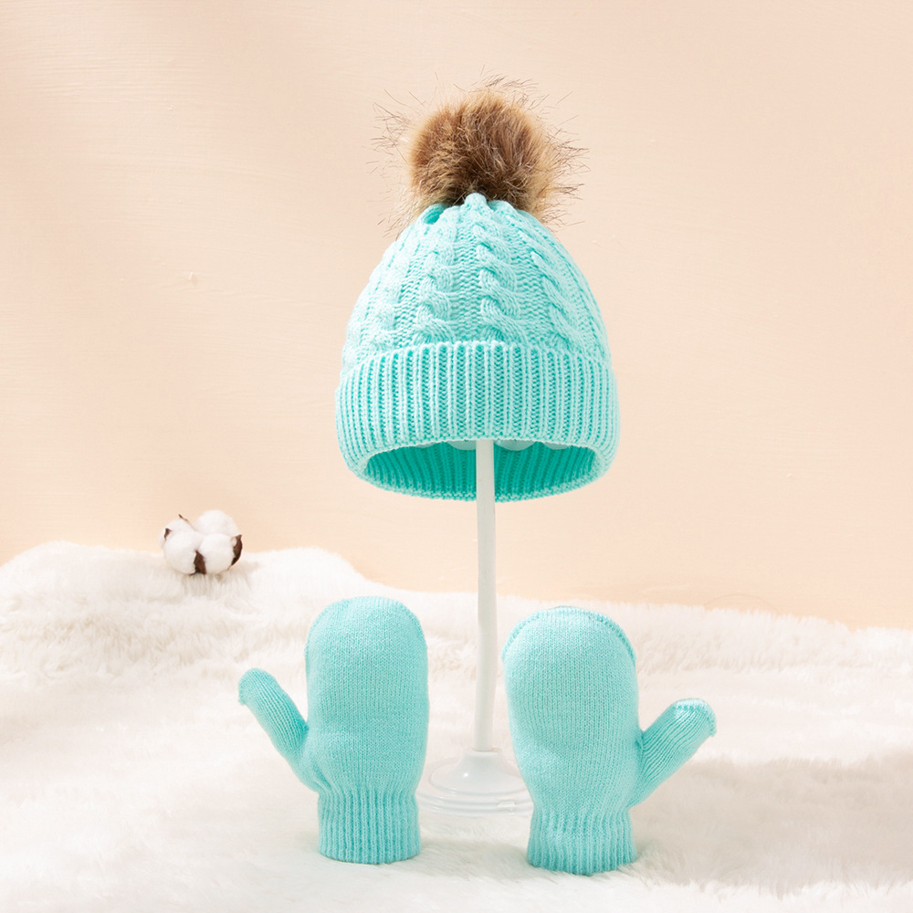 Kid's Fashion Solid Color Pom Poms Wool Cap display picture 1