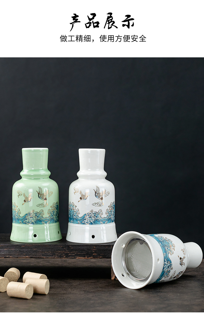 Ceramic Moxibustion Jar Double-Layer Celadon Warm Therapy Device with Gua Sha Massage and Herbal Steaming Function in use