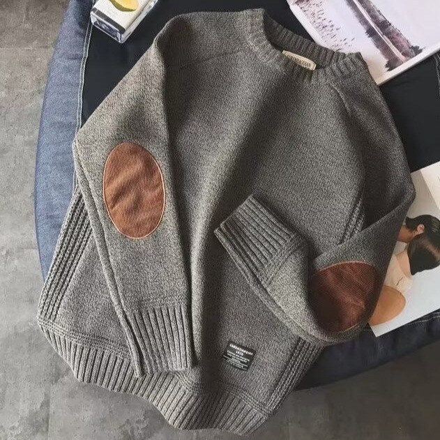 Suéter de cuello redondo camiseta de punto marca de moda masculina guapo otoño invierno camiseta de base 2025 nuevo temperamento masculino camiseta delgada