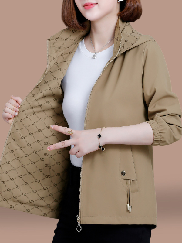 双面穿外套女春秋薄款2025新款洋气减龄妈妈宽松夹克女士短款上衣|undefined