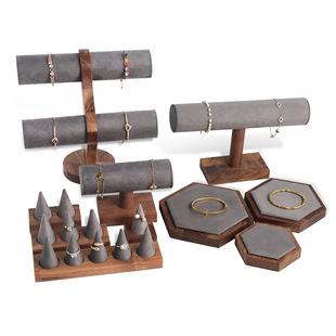 Walnut Jewelry Rack Set Jewelry Store Live Broadcast Room Window Ring Earrings Necklace Bracelet Display Display Props