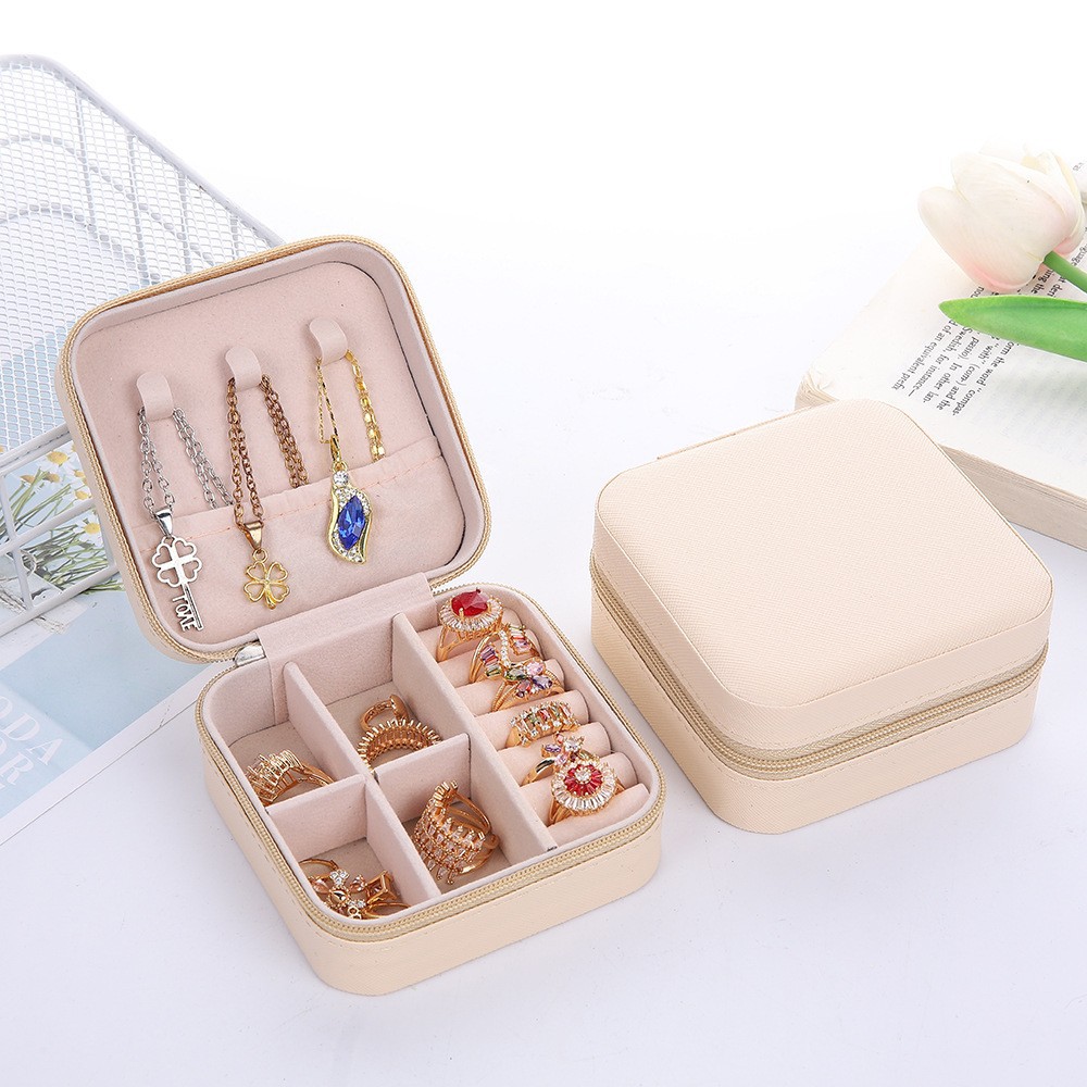 Joyería portátil transfronteriza caja de almacenamiento exquisita caja de joyería alta costura collar anillo caja de joyería de viaje
