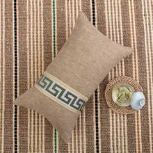 8ACW批发新中式棉麻沙发抱枕套简约现代客厅靠垫长方形纯色腰枕床