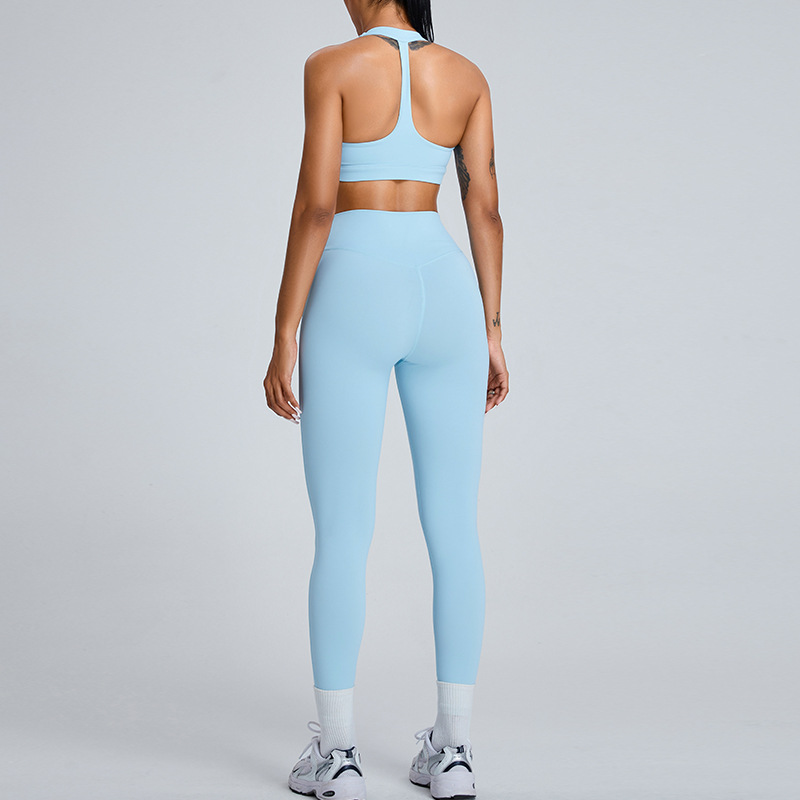 Nuevo conjunto de yoga desnudo mujer belleza de espalda rápida secado ajuste belleza de espalda juego deportivo de entrenamiento