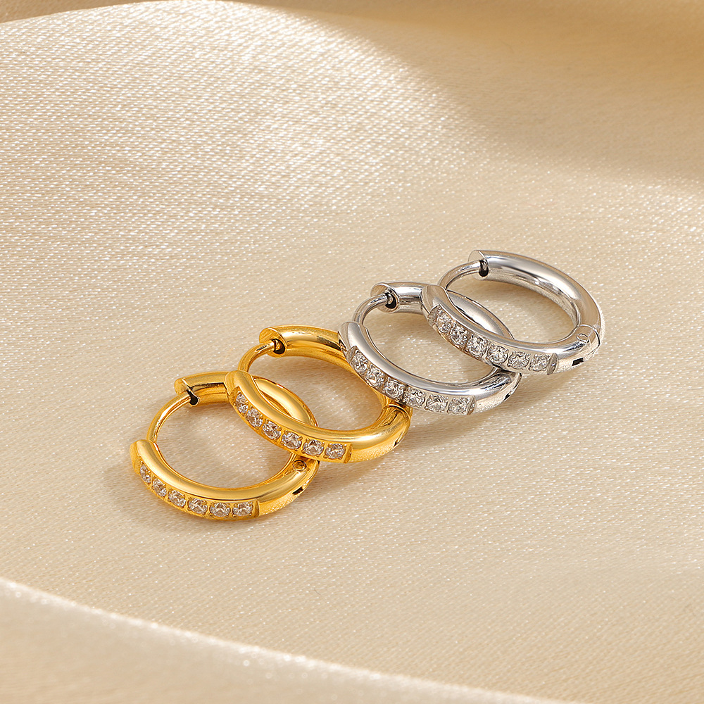 Minimalist Titanium Diamond Stud Earrings For Women High-end Ring_voghion.com