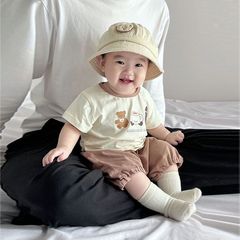 ベビー服、男の子用夏用薄手スーツ、かわいい夏服、超かわいい半袖カジュアル万能大型PPパンツ2点セット