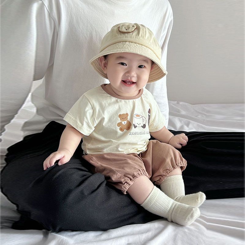 ベビー服、男の子用夏用薄手スーツ、かわいい夏服、超かわいい半袖カジュアル万能大型PPパンツ2点セット|undefined