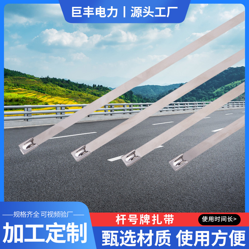 不锈钢扎带杆号牌标牌船用设备打包束线绑带 固定自锁式绑带批发