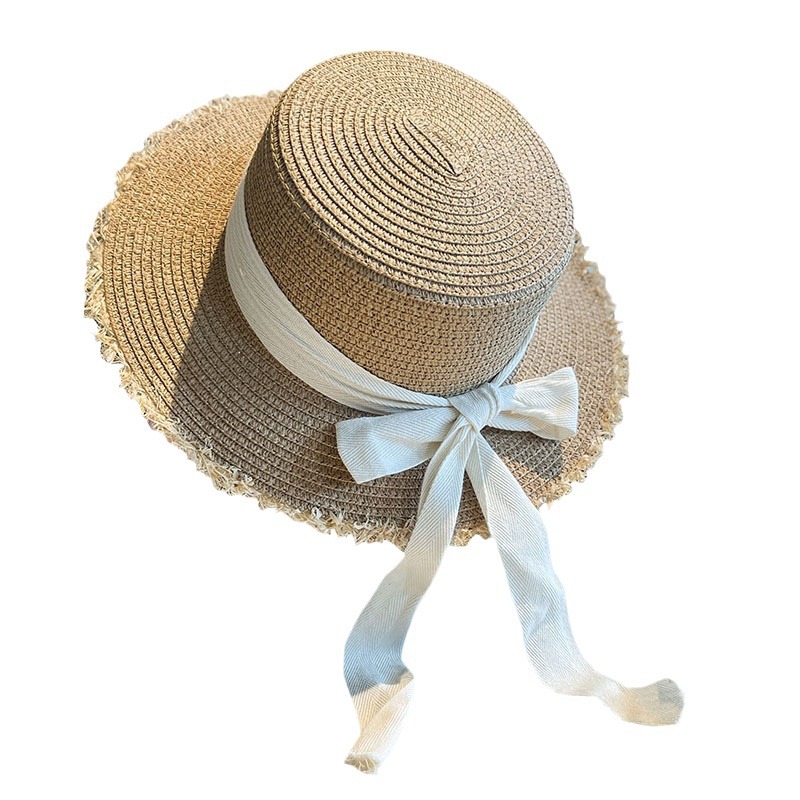 Cappello da sole in paglia raffia stile hepburn donna spiaggia_voghion.com