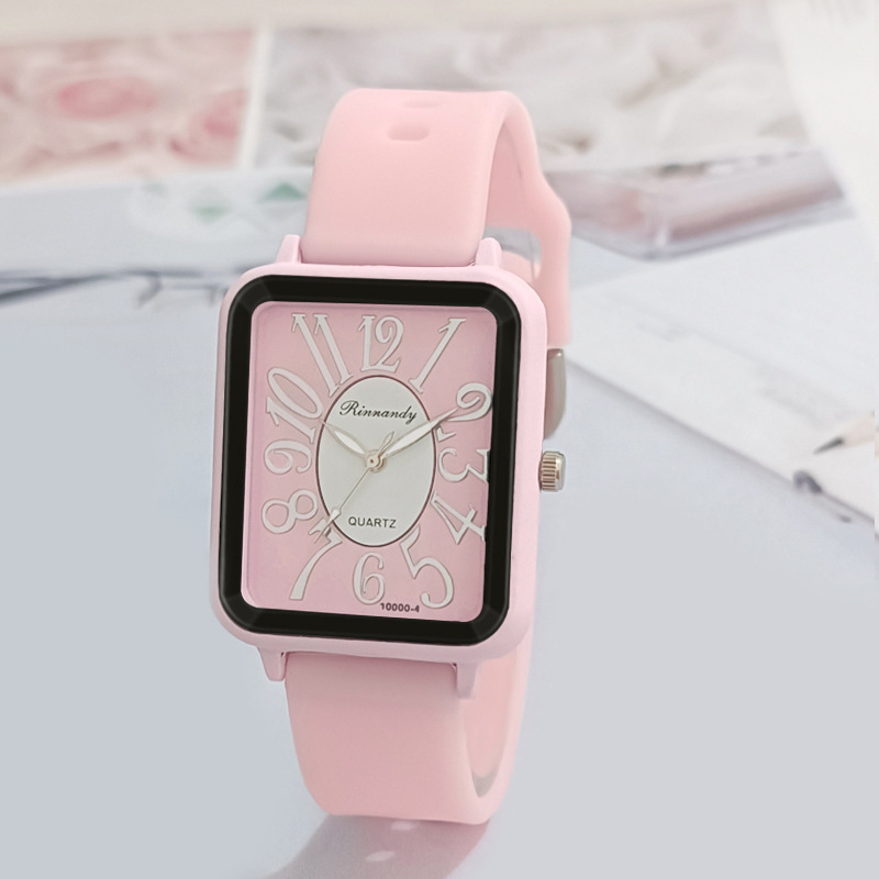 Nuovo orologio da donna alla moda semplice quadrato studente casual digitale cinturino in silicone orologio al quarzo da donna_voghion.com