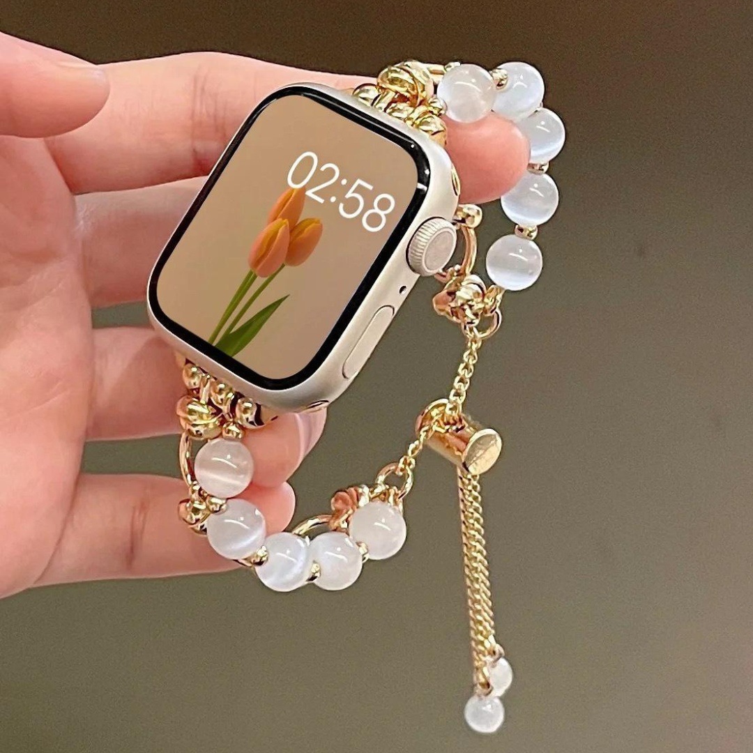 Small Fragrant Style Cat's Eye Stone Bead Bracelet Strap Suitable for Apple iWatch 11Th Generation 10/987