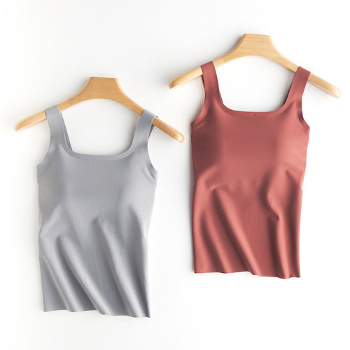 2024 new U-shaped beautiful back bra suspender square collar long style inner wear women's summer vest bottoming outer underwear