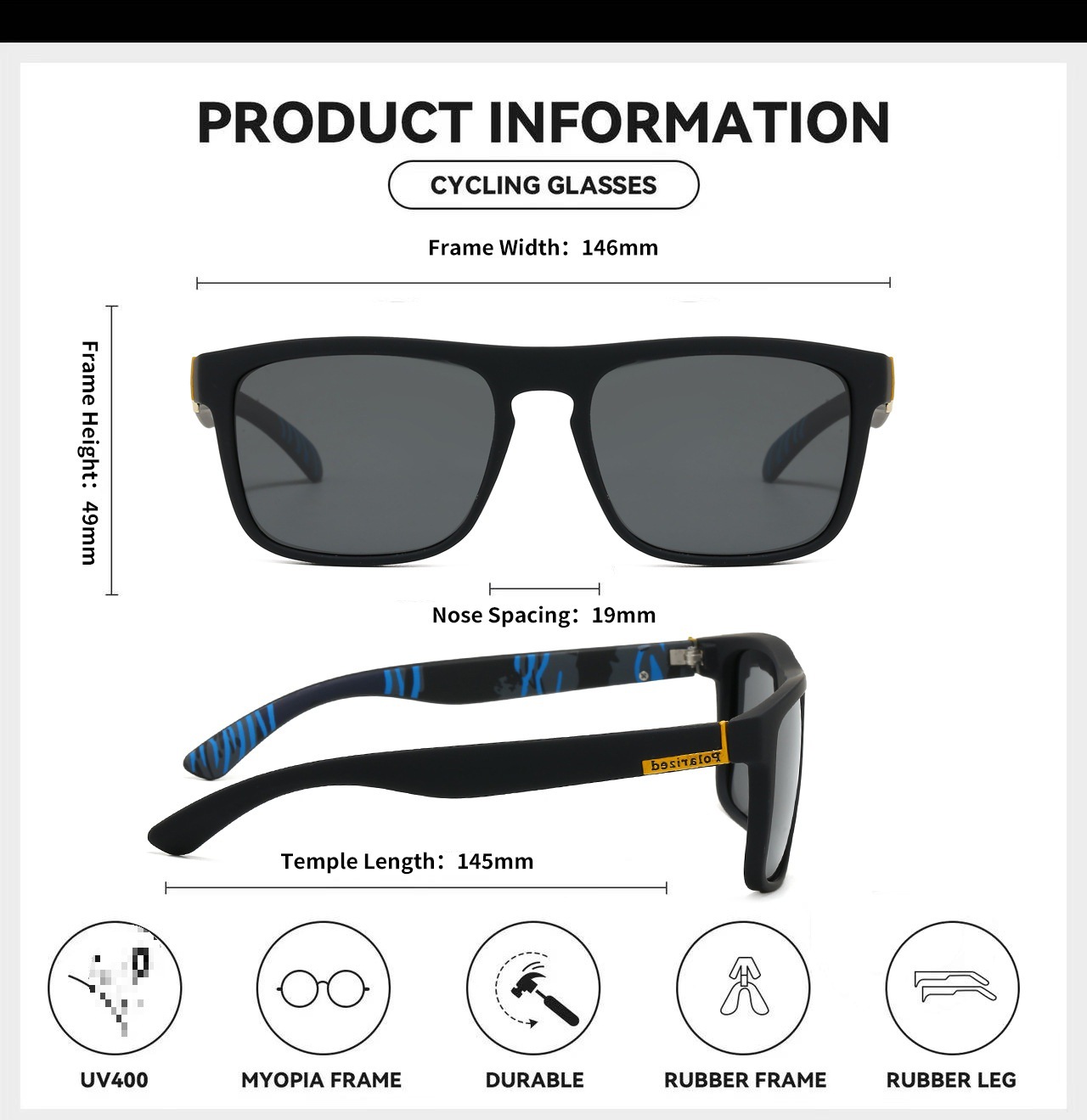 Cross-border Men's Polarized Sunglasses European and American Outdoor Cycling Glasses Women's Retro Fashion Sports Sunglasses