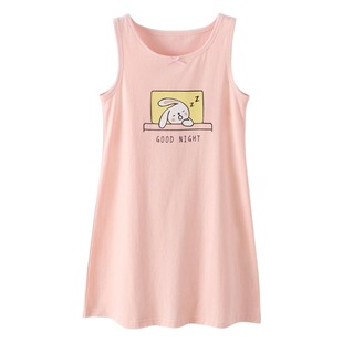Girls' nightdress suspender skirt summer Lycra Cotton children's pajamas little girl princess dress summer thin