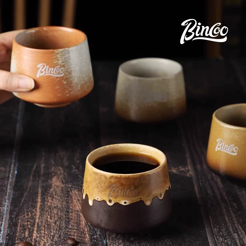 Bincoo flow glaze design niche coffee cup Japanese retro kiln change 200ML exquisite small ceramic cup