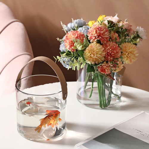 Light luxury portable basket fruit plate household fruit bucket simple modern living room internet celebrity transparent wine basin snack dry fruit plate