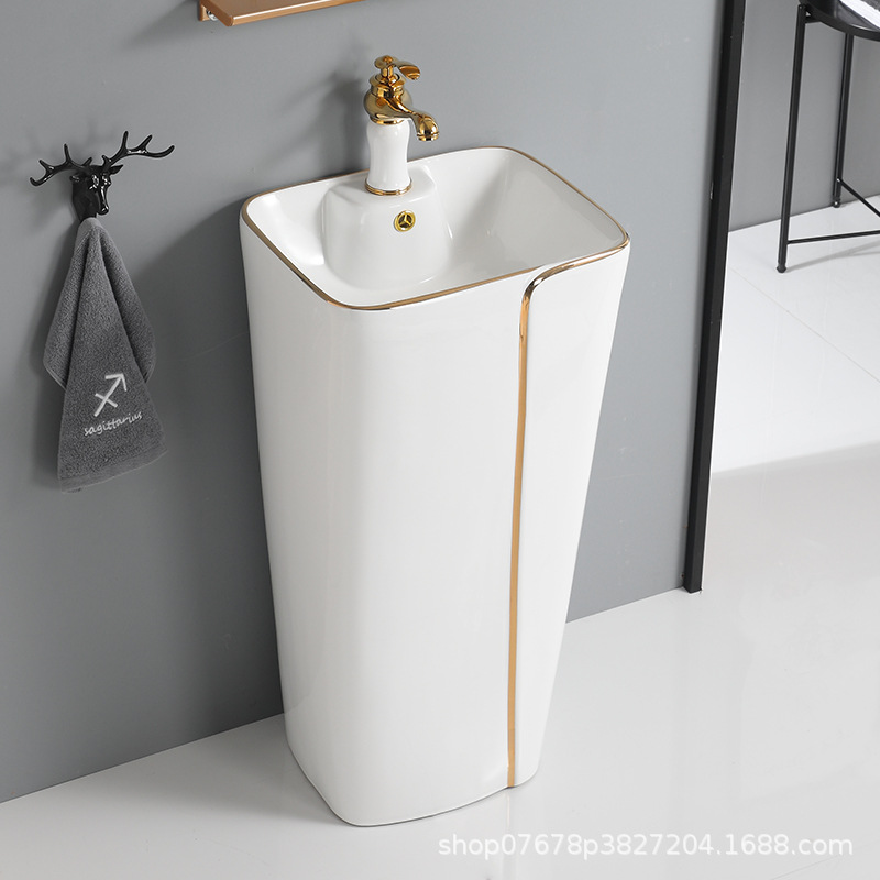 Nordic Pedestal Basin Integrated Floor-Standing Bathroom Washbasin B&B Outdoor Vertical Washbasin Balcony Washbasin