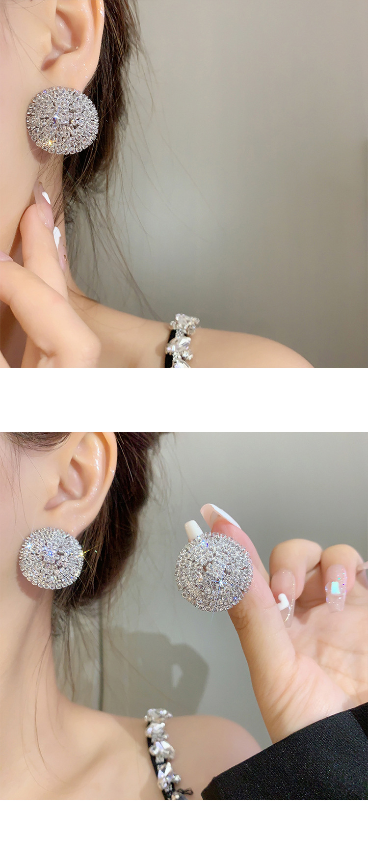 Retro full diamond long tassel earrings for women in Europe and America, exaggerated temperament, earrings, high-end feeling, light luxury earrings_voghion.com