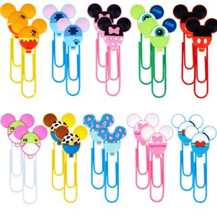 in stock cartoon paper clip bookmark cute metal paper clip color soft glue return needle student stationery U-shaped needle