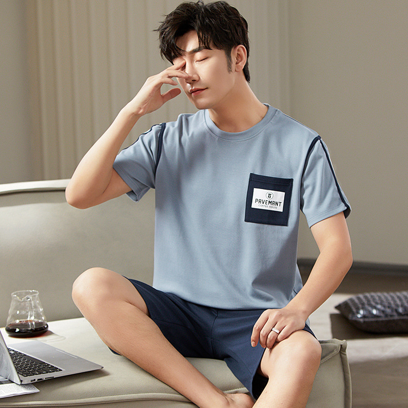 2022 verano nuevos hombres pijamas pantalones cortos de algodón de manga corta jersey de dos piezas ropa de abrigo casual de algodón ropa de casa