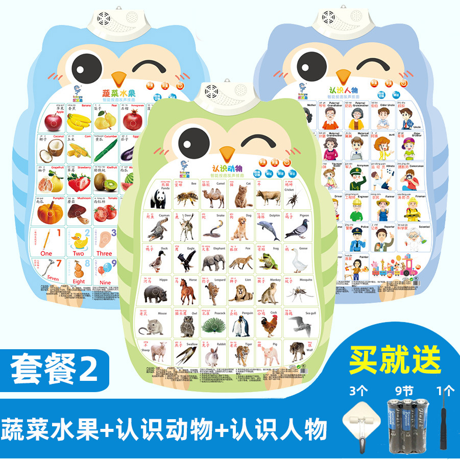 Baby Audio Early Education Wall Chart Voice Children Digital Enlightenment Cognition Pinyin Alphabet Wall Stickers Yiwu Toys