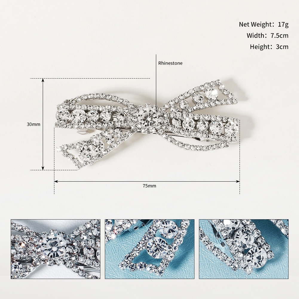 20g Weight Hair Clip Hair Accessories Type 1 Piece Quantity Banquet, Party Occasion Rhinestone Material Heart Shape, Bow Knot Pattern All Seasons Season Women's Gender Elegant, Shiny Style Elegant Shiny Women's Heart Shape Bow Knot Rhinestone Hair Clip 无