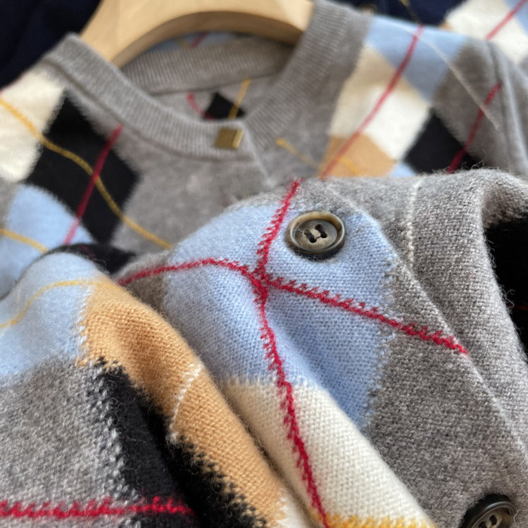 Cabinet 3K!!! ER * DO * S retro rhombus academic style ~ pure wool crew neck long sleeve knitted cardigan sweater women Cabinet 3K!!! ER * DO * S retro rhombus academic style ~ pure wool crew neck long sleeve knitted cardigan sweater women