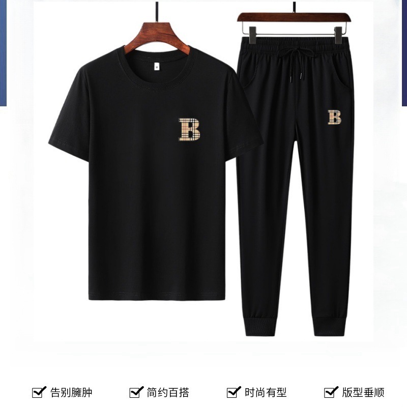 Lujo ligero de alta gama estilo chino verano atractivo traje deportivo traje casual para hombre manga corta de seda de hielo ligera y transpirable para hombre