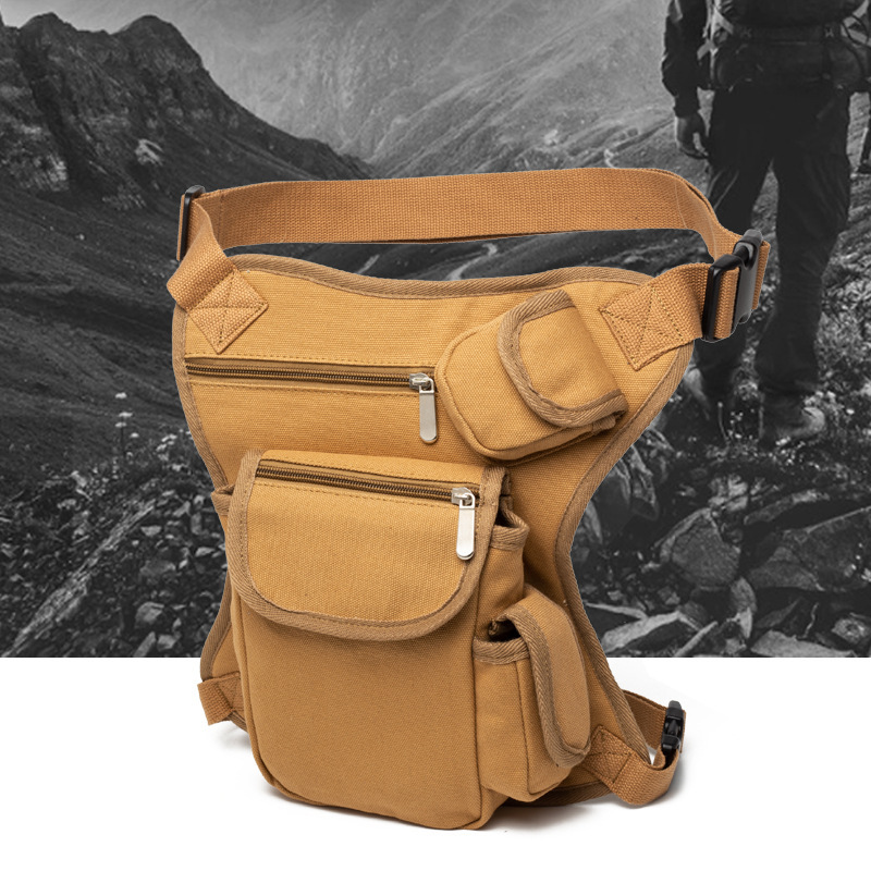 Canvas Waist and Leg Bag, Outdoor Tactical Multi-Functional Leg Bag, Motorcycle Bag, Sports Waist Bag, Fishing Gear Bag, Camouflage Portable Bag