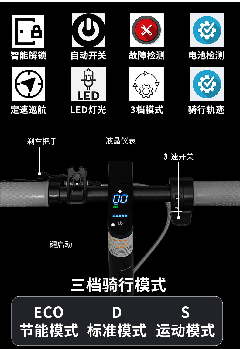 Hezzo electric scooter adult 3-speed adjustable foldable portable urban commuter scooter factory direct sales