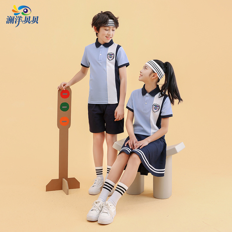 瀾洋貝服飾小学生半袖クラス服夏高校学生制服夏服セット先生綿bt61|undefined