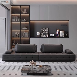 Lawrence Sofa Italian Minimalist Light Luxury Top Layer Cowhide Combination Living Room Large Family Wide Genuine Leather Straight Row