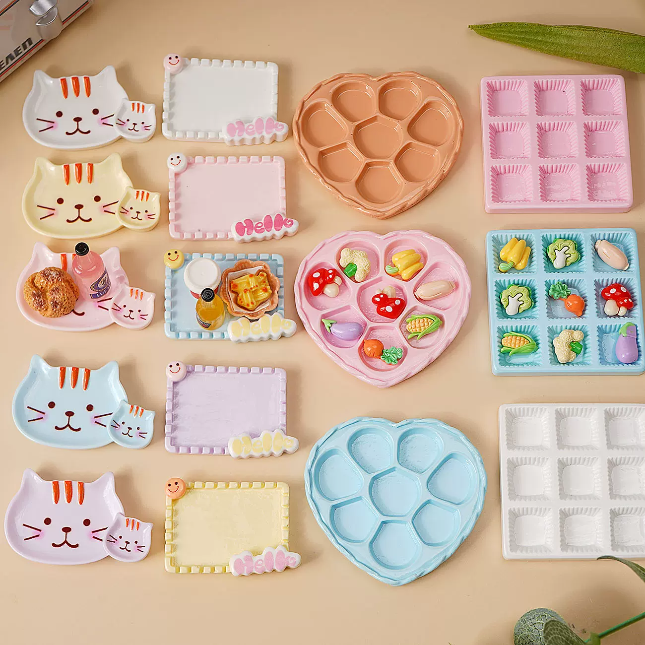 微缩餐盘迷你食玩托盘儿童过家家道具diy树脂配件娃娃屋小托盘