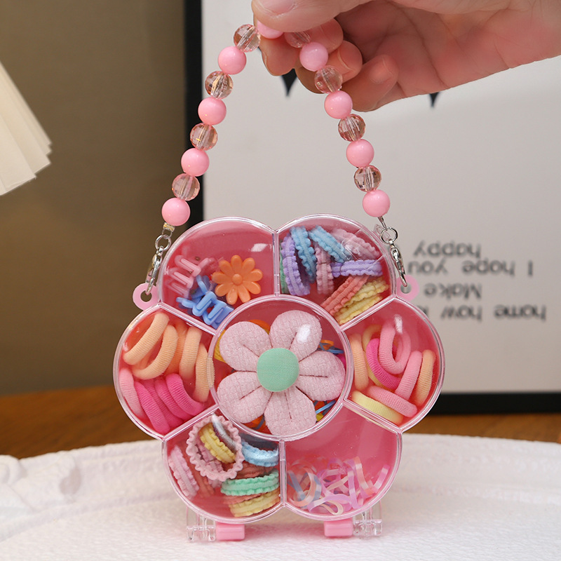 Nuevo niño pequeño princesa bolso anillo de cabello para chicas fresco dulce macarón cabello bonito conjunto de adornamiento para el cabello correa