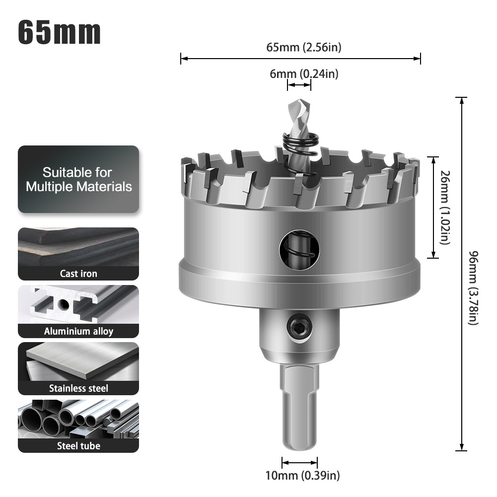 Abridor de agujero de aleación 5A de alto grado Abridor de agujero de acero inoxidable de alto grado TCT