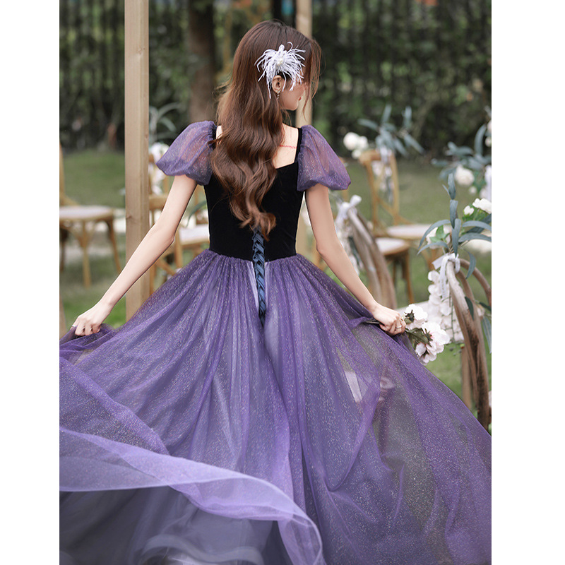 Nuevo vestido de noche estilo verano 2026 para reuniones anuales y exámenes de arte, elegante y etéreo vestido con temática forestal para anfitrionas.