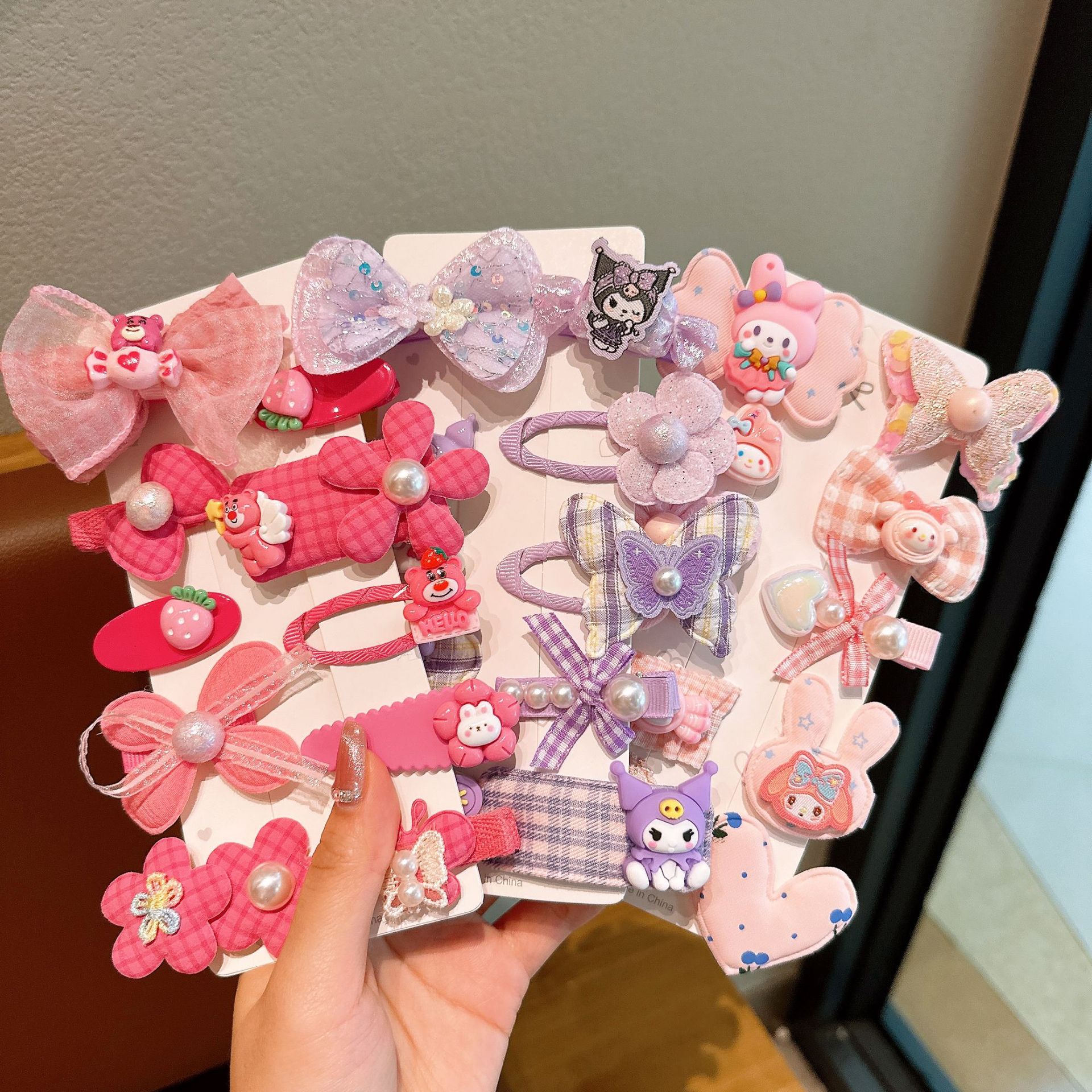 Clip de pelo de dibujos animados para niños Koolomi Melody set de cabello para niñas Clip de pelo lateral Sanrio toque de cabeza