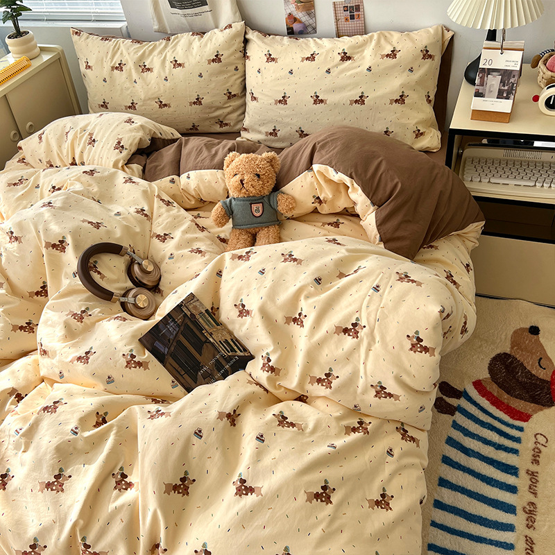Cama de cuatro piezas de madres y bebés de clase A sábanas de algodón cubierta cama de dormitorio de estudiantes de tres piezas de cama