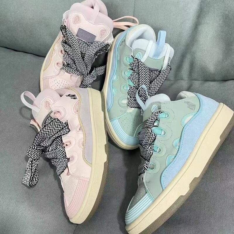 New cross-border Putian Lanvin leather patchwork lace-up CURB sports casual shoes, retro sneakers, men's and women's dad shoes New cross-border Putian Lanvin leather patchwork lace-up CURB sports casual shoes, retro sneakers, men's and women's dad shoes