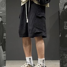 短裤男夏季新款日系港风多口袋工装五分裤子薄款宽松潮流直筒中裤